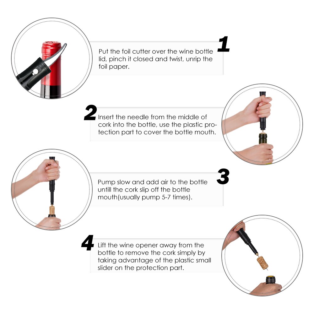 3 stks/set Wijn Flesopener Bamboe Vorm Luchtdruk Corkscrew Remover Wijnfles Opener met Foliesnijder House Warming