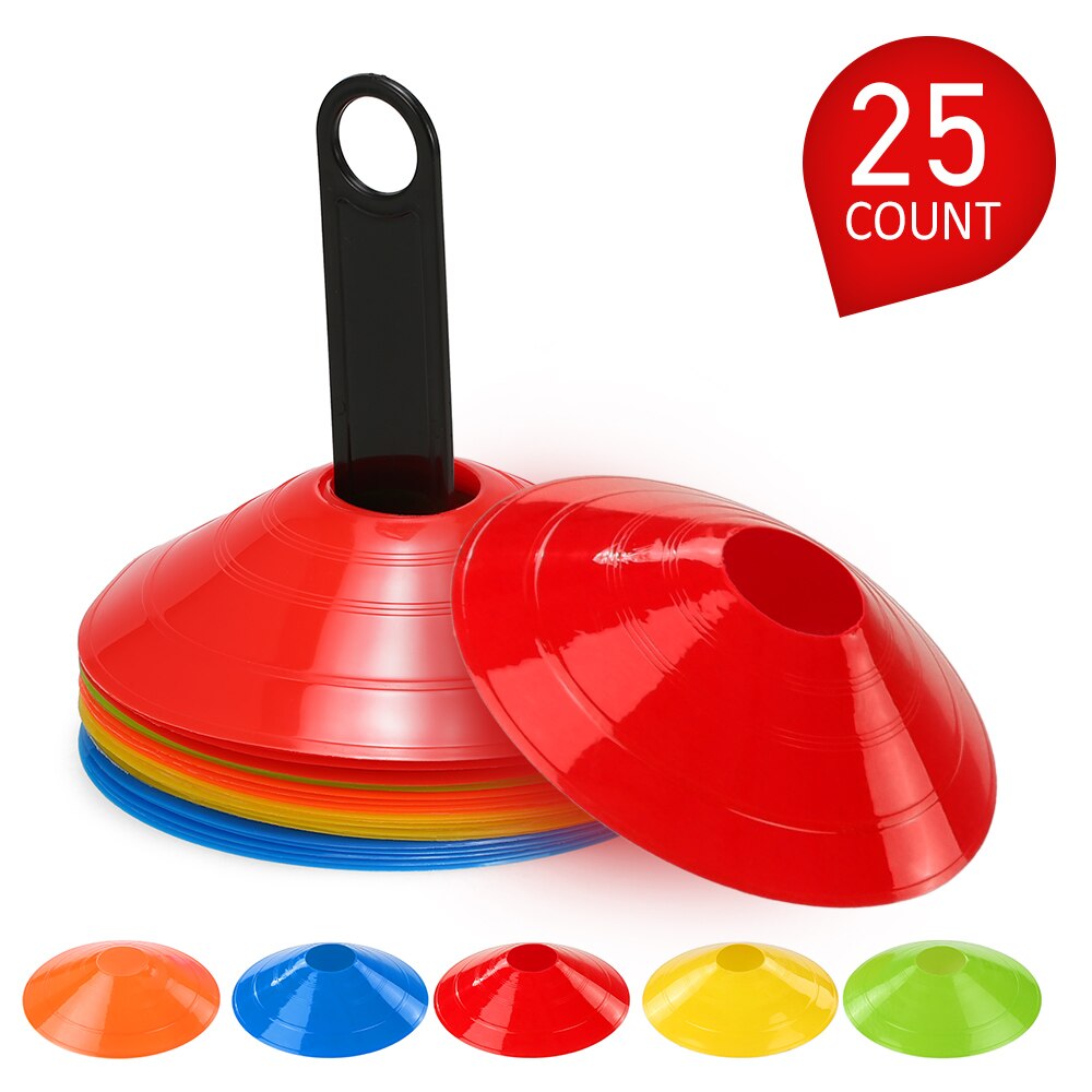 15pcs Agility Disc Cone Set Multi Sport Training Space Cones with Plastic Stand Holder for Soccer Football Ball Game Disc: 25PCS