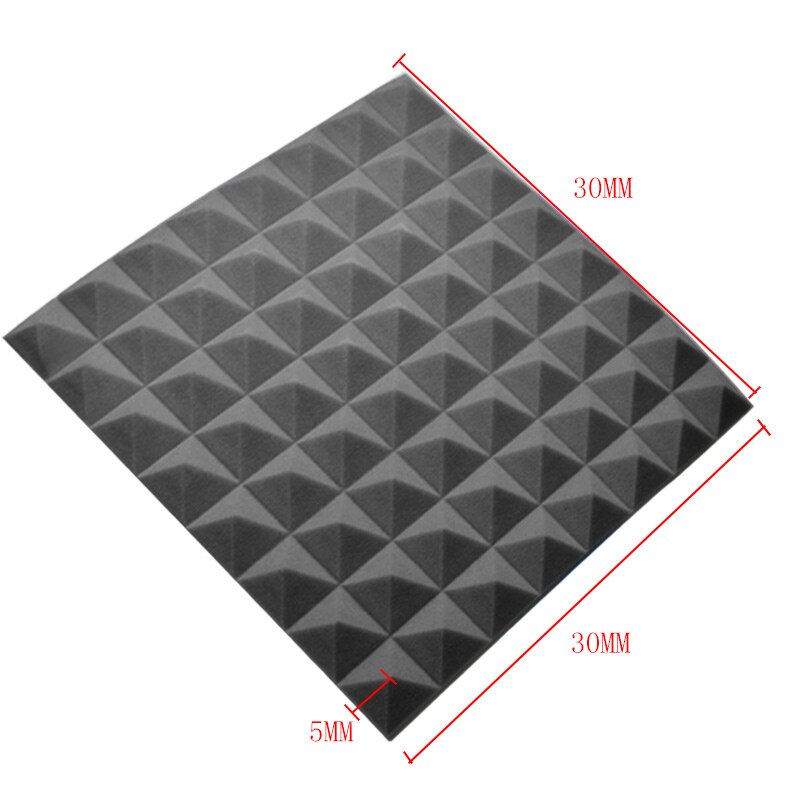 1pc vierkante geluidsdichte panelen schuim geluidsreductie akoestische spons schuim kunst muurstickers voor bar ktv muur geluidsisolatie spons: Grijs