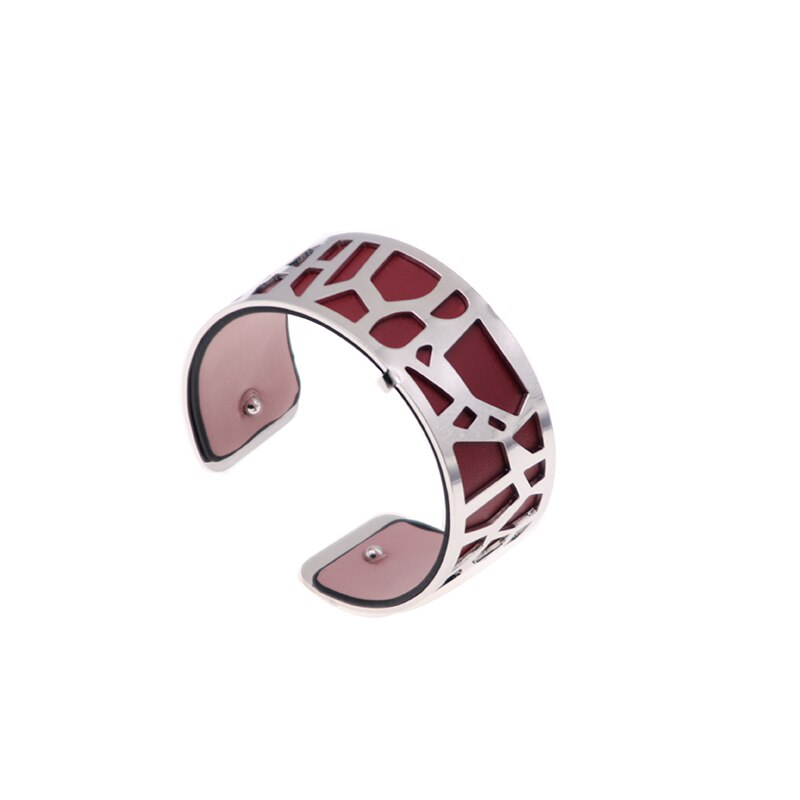 Sølvfarvet giraf manchet armbånd udskifteligt hul cuir læder armbånd bijoux armbånd argent til kvinder: Wz0206