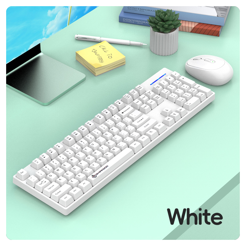 Shipadoo Wireless Keyboard and Mouse Combo Set Gaming Wireless Laptop Desktop Computer Office Accessories Free Wireless Mouse: WHITE