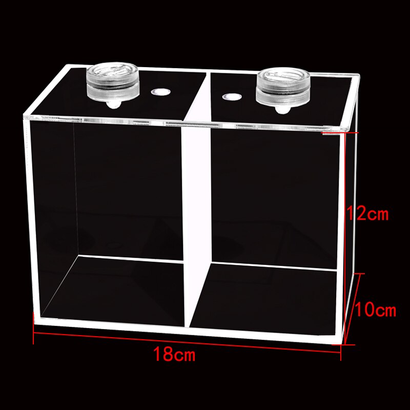 Caja de cría de peces transparente de doble rejilla, decoración creativa de escritorio, Mini acuario con luz