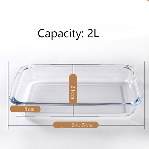 Duża pojemność wyczyść podłużne szkło hartowane naczynia robić pieczenia patelnia podstawy piekarnika płyta robić pieczenia nie-Stick narzędzie kuchenne ser taca ryżowa: 2L