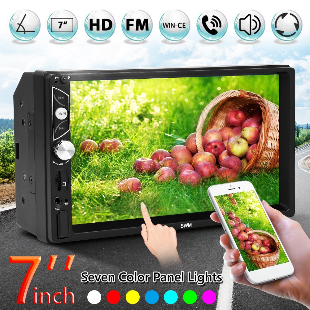 SWM-X7 Double 2 DIN Car Radio Multimedia Video Player 7 inch Display Bluetooth AUX Auto Stereo In-Dash Head Unit