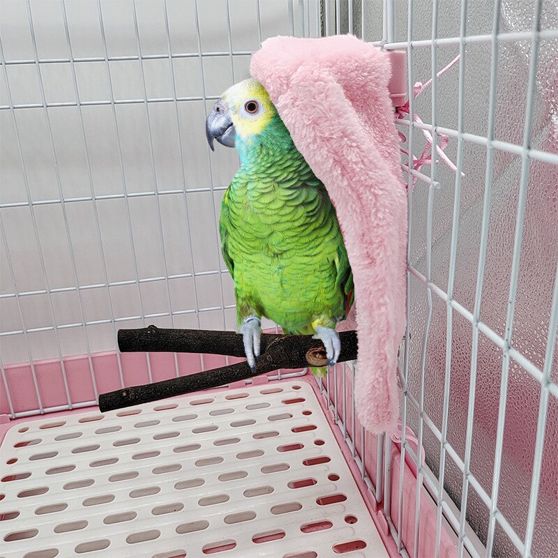 Hiver en peluche oiseaux hamac doux Cape cabane lit pour perruche calopsitte Conure Budgie Cockatoo FPing: Rose / S