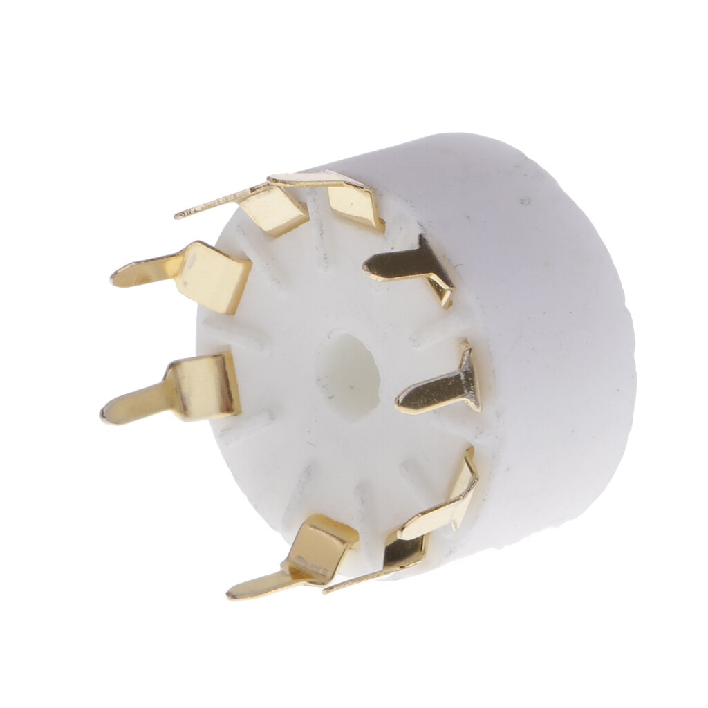 White Ceramics Gold Plated 9-pin Tube Socket GZC9-A-G Vacuum Tube Saver Base