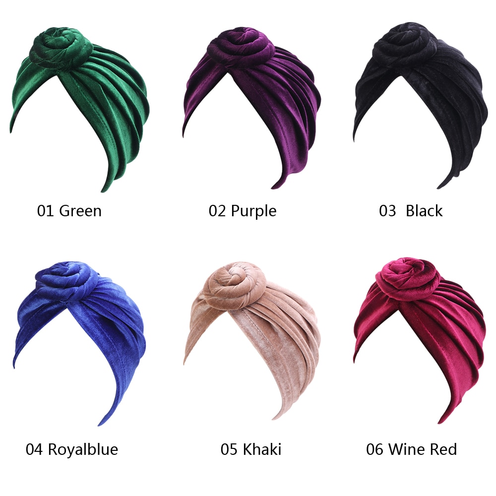 Vrouwen Chemo Bandana Cap - Fluwelen Kralen Blad - Hijab Vrouwen Chemo Bandana Cap - Fluwelen Kralen Blad - Hijab