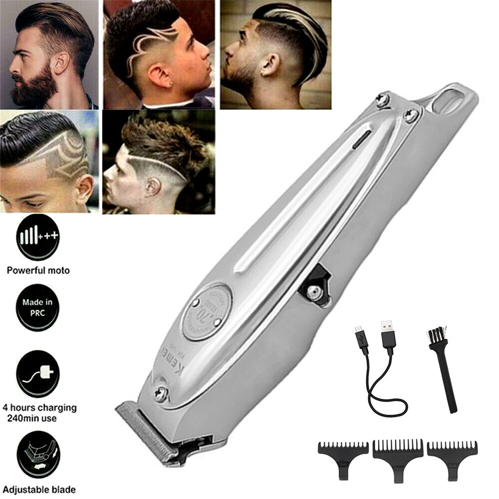 Hair Clipper All Metal Men Electric Cordless Hair Trimmer for barber 0mm Baldheaded T Blade Finish Haircut Machine