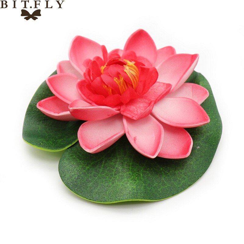 5PCS Artificial Lotus Water Lily Floating Flower Pond Tank Plant leaf Ornament 10cm Home Wedding Garden Pond Pool Decoration: peach