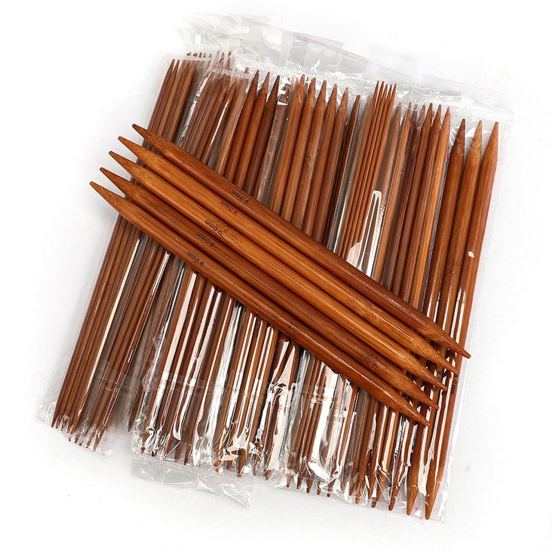 75 Pcs 20cm Bamboo Knitting Needles Set Dual-end Carbonization Knitting Needles Handmade Long Sweater Straight Needle Kit for Ho
