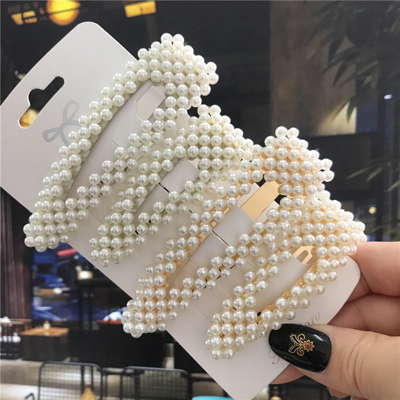 1einstellen Handgemachte Perlen Haar Clips Stift für Frauen Geometrische Blume Barrettes Headwear Mädchen Süße Haarnadeln Haar Zubehör: Licht Gelb