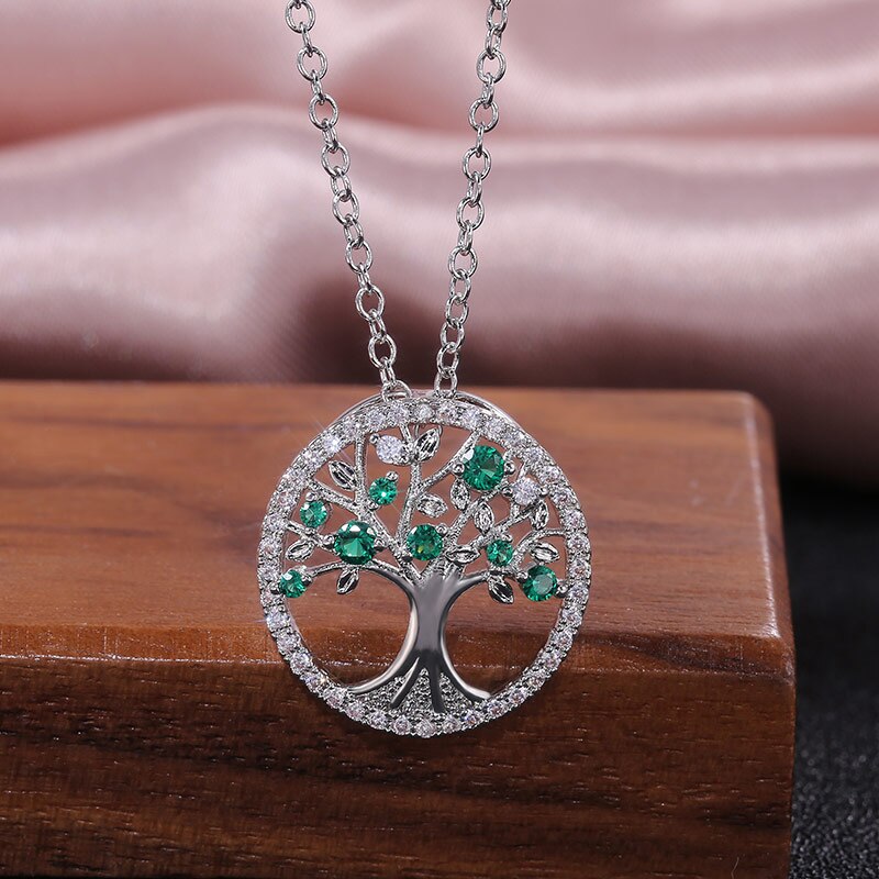 Huitan Delicato Albero Che Desiderano Collana Delle Donne Verde/viola di Pietra Regalo Di Compleanno di Alta Qualità Collana Pendent Gioelleria Raffinata E Alla Moda