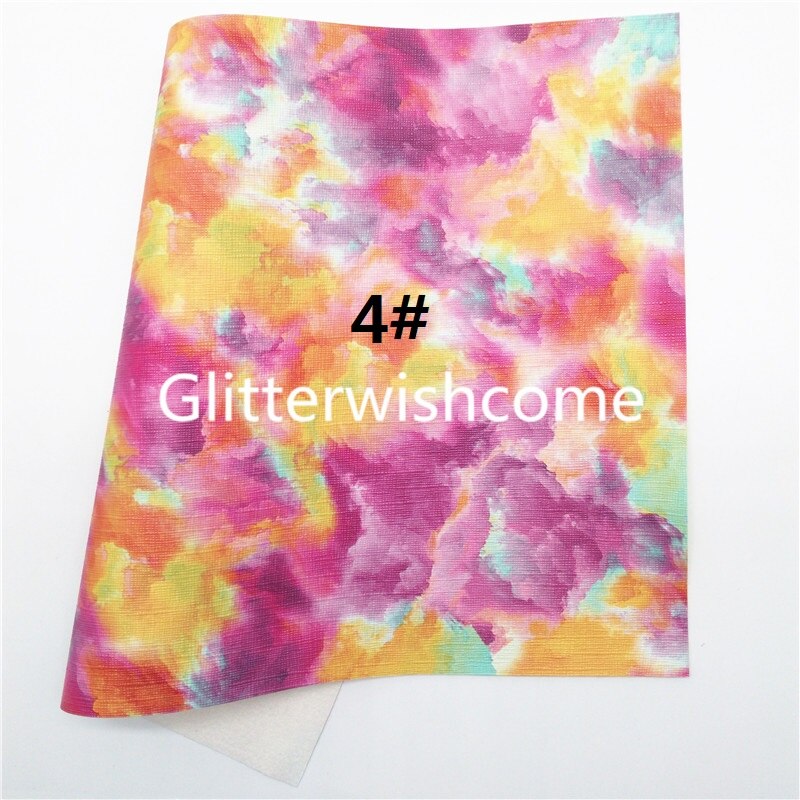 Glitterwishcome 21X29CM A4 Size Tie Dye Cloundy Faux Leer Synthetisch Leer Met Zacht Vilt Backing Voor Maken Bows GM172C: 4