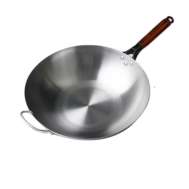 Traditionele wok met platte bodem, ongecoat en ingebrand, geschikt voor thuisgebruik, elektrische keramische kookplaat, antiaanbaklaag.: Rood / < 15cm