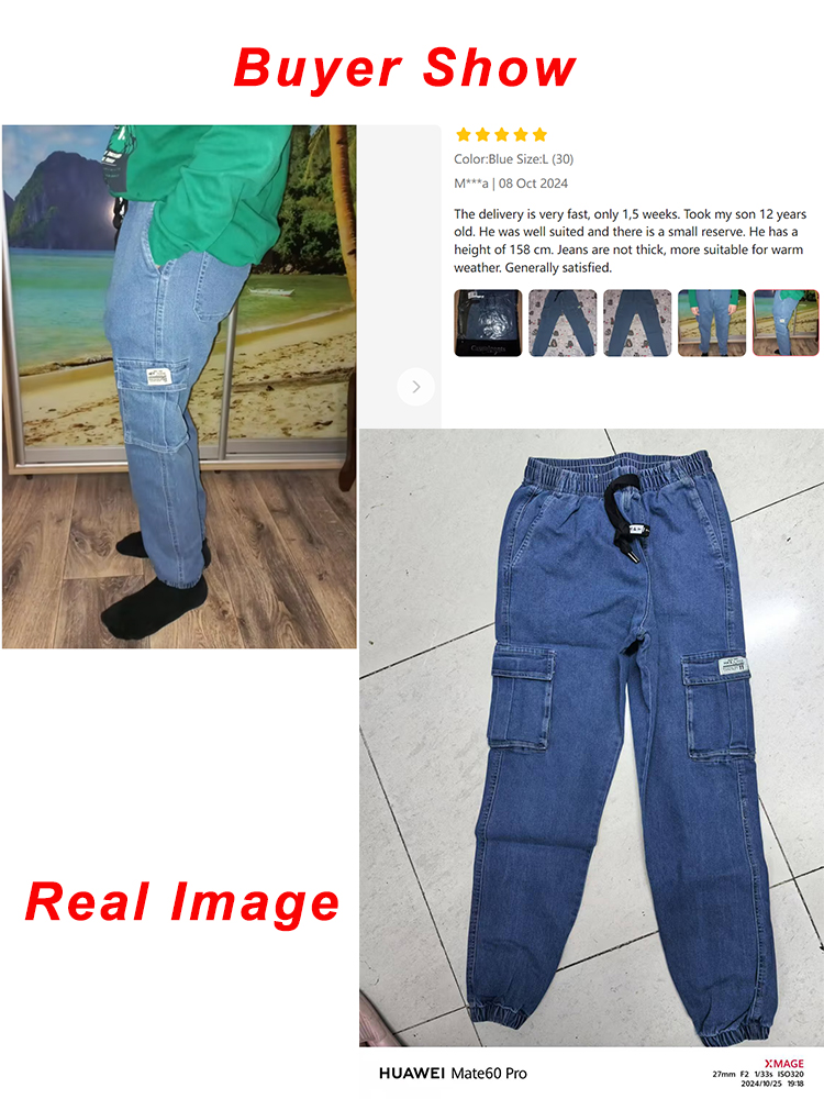 Vårhöst herrjeans med flera fickor, arbetskläder, cargobyxor, svarta blå, resår i midjan, joggingbyxor i stora storlekar, jeansbyxor 8xl