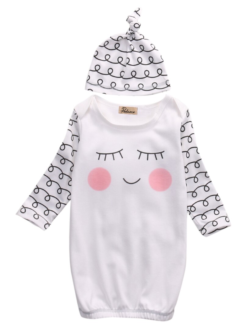 Pudcoco nyankomne spædbarn nyfødt lille barn sødt mønster dejlige rosenrøde kinder kjortøj tøj baby kjole hat 2 stk tøj