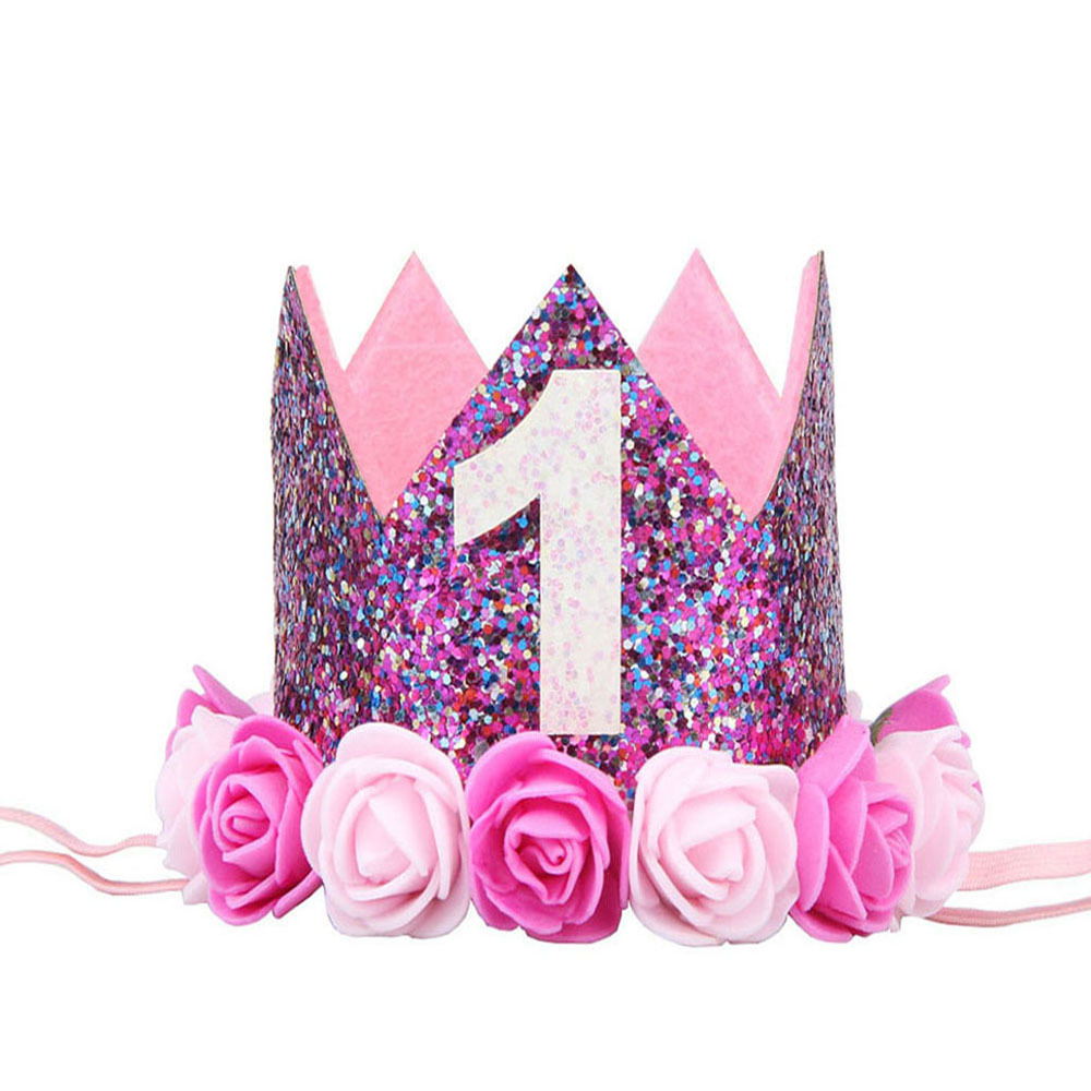 Felice Primo Compleanno Cappellini per Feste E festa arredamento cap di Un Cappello Di Compleanno Della Principessa corona 1st 2nd 3rd anno Vecchio Numero Capretti Del bambino Dei Capelli accessorio: Grigio chiaro