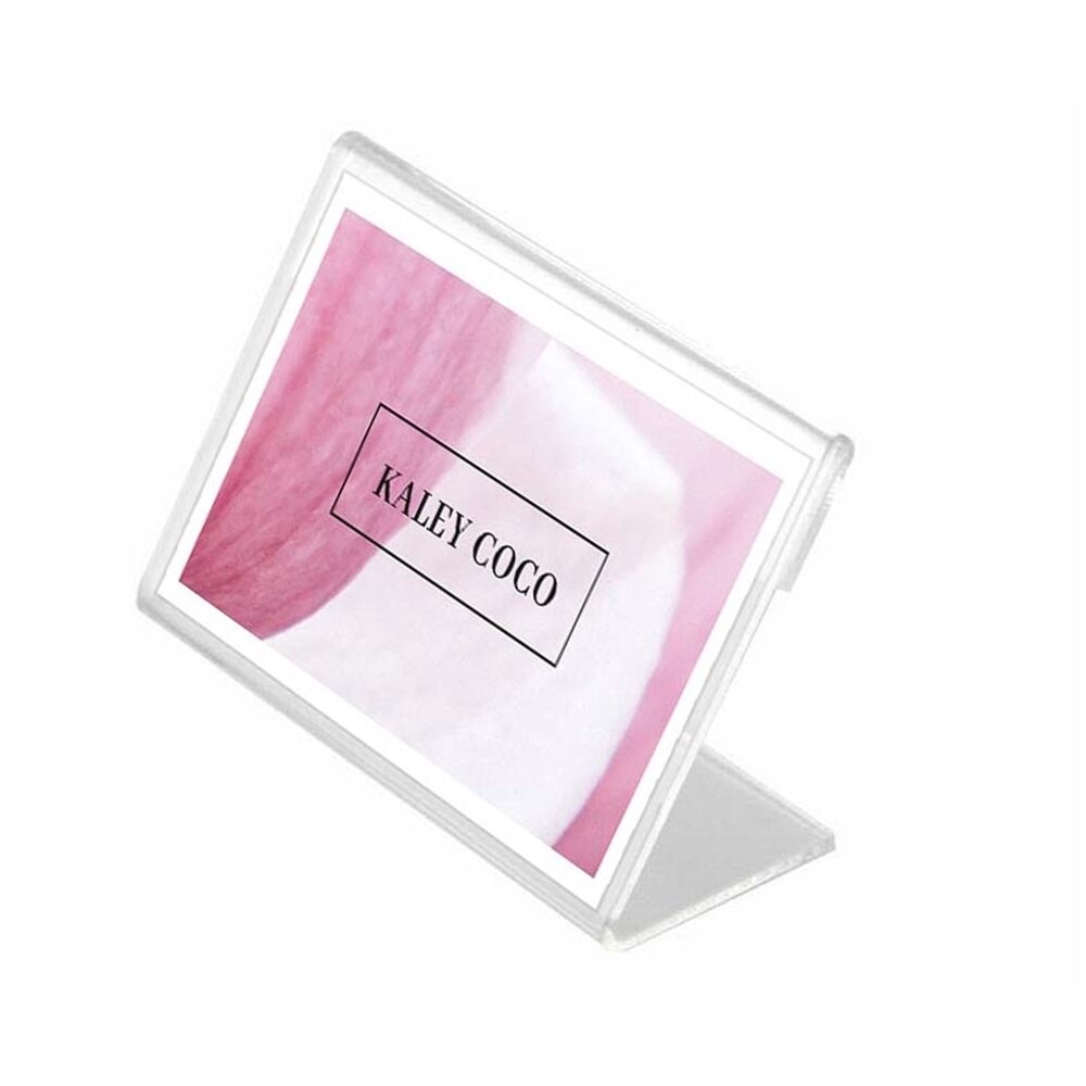 10 Pcs T1.3mm Clear l Shape Table Sign Price Tag Stand Paper Name Card Desk Frame Label Display Holder