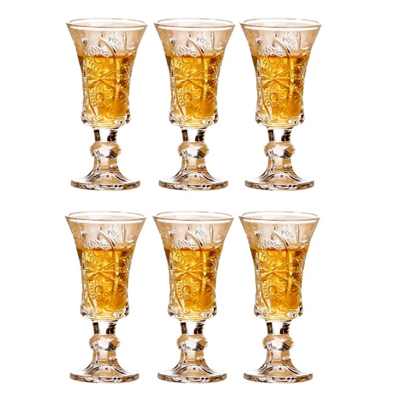 Vasos de cristal con grabado , Mini copas de copa de vino sin plomo para licor de Tequila, vasos de para casa, 40ml, 6 uds.