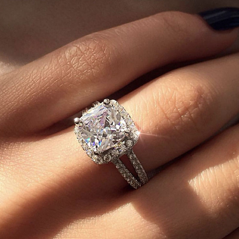 Lateefah Luxe Zirkoon Engagement Ring Vrouwelijke Vierkante Geometrie Aaa Zirkoon Oostenrijk Kristal Romantische Trouwringen Voor Vrouwen