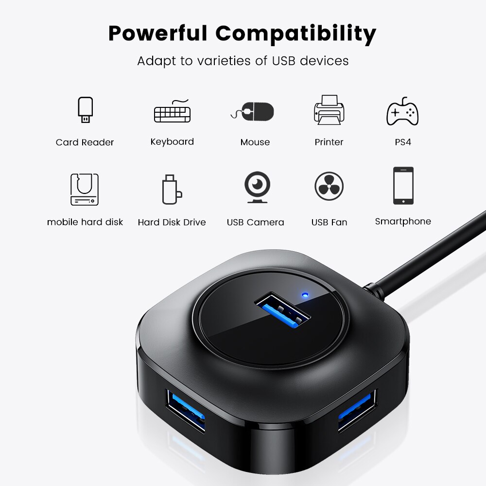 Usb hub 3 0 usb 3.0 splitter usb 2.0 flere porte usb 3 hab multi port mini flere bærbare tilbehør usb-hub expander til pc