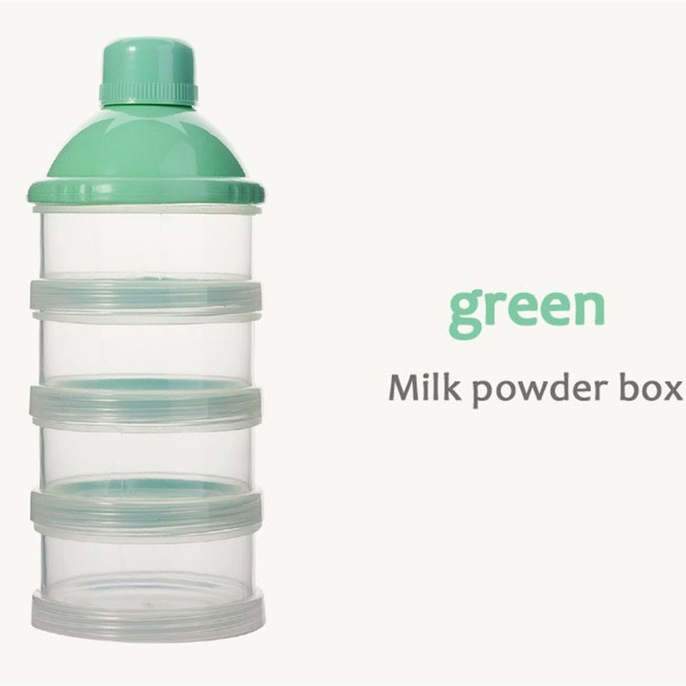 Distributeur Portable de lait en poudre, récipient de stockage des aliments, boîtes d&#39;alimentation pour bébés enfants en bas âge 4/5 grille boîte de stockage des aliments pour bébés: Green- 4 Layer