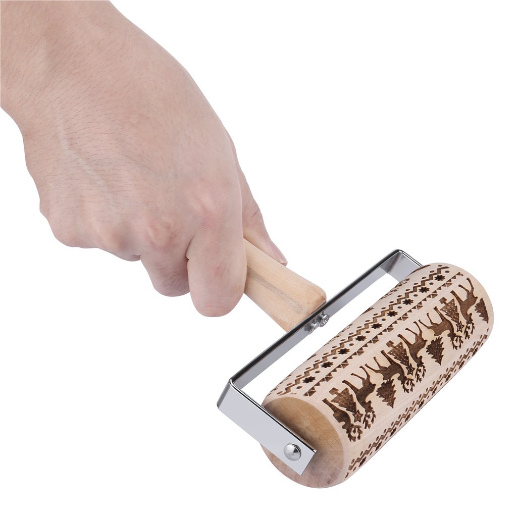 Reliëf Rolling Pin Kerst Houten Rolling Pins Voor Bakken Reliëf Cookies Rouleau EEN Patisserie Kerst Rolling Pin