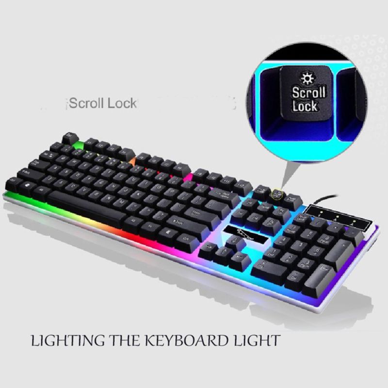 Kit de teclado y ratón con luz de carga USB, equipo de juego LED arcoíris para PS4 One