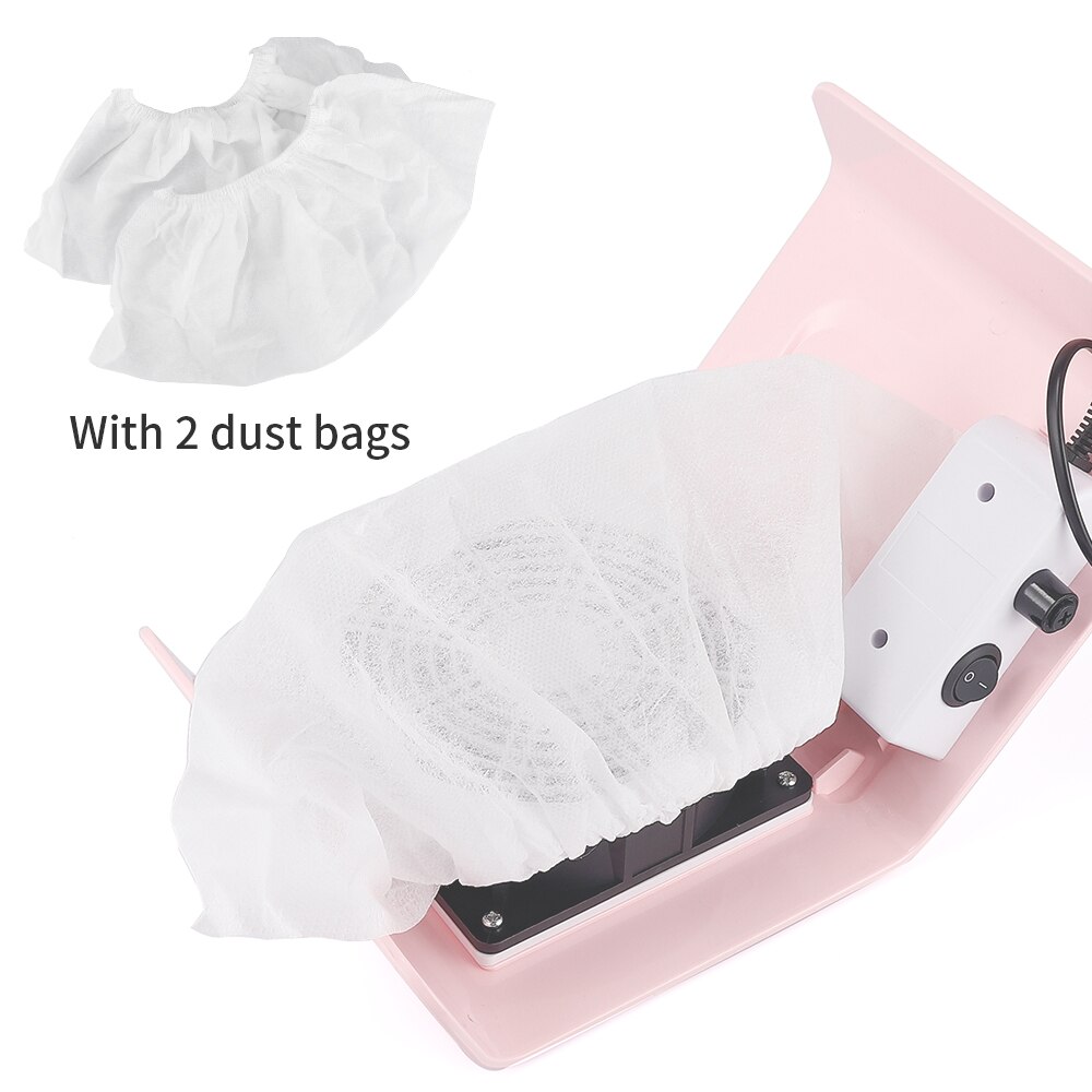 40W Nail Dust Collector Nail Zuig Fan Nail Dust Stofzuiger Manicure Machine Met 2 Stof Verzamelen Tas Salon gereedschap