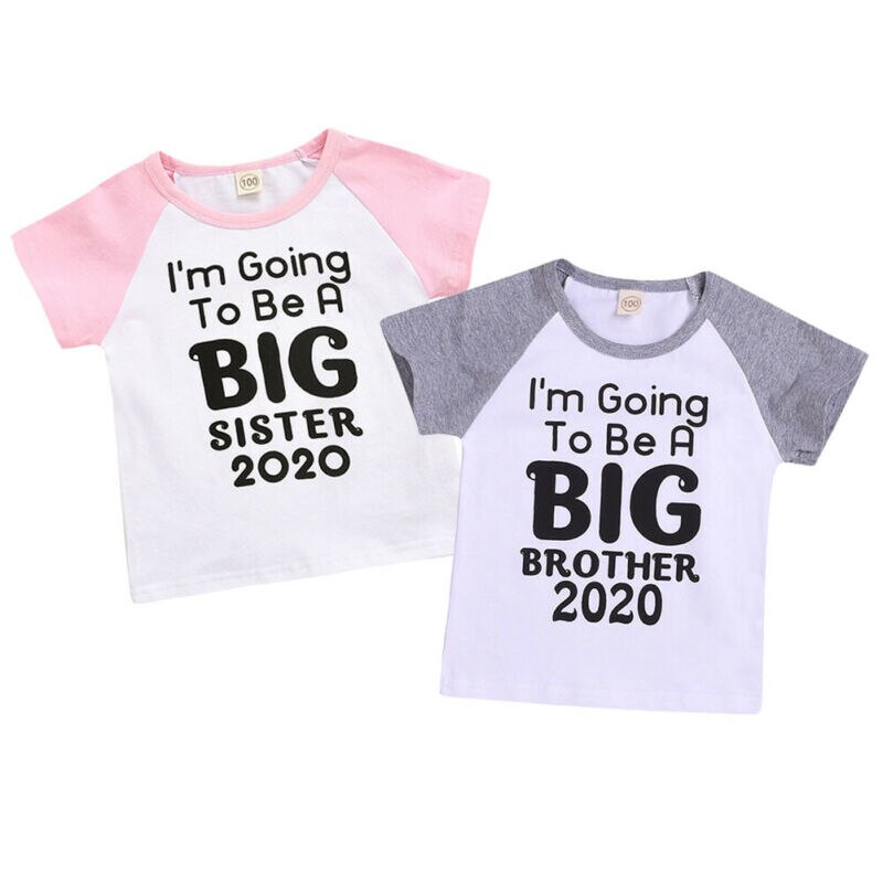 Big Brother Sister Baby Boy Girls Cotton T-Shirt Tops Summer Fashion Casual Soft Letter Print Loose Toddler Infant T-Shirt