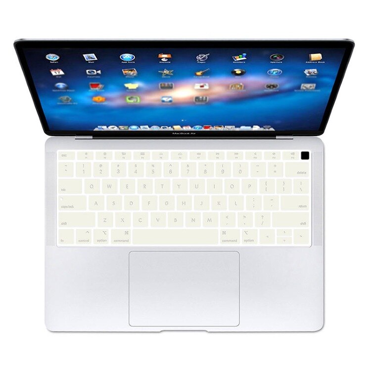 HRH Waterproof Silicone Backlit Glow in the Dark Laptop Skin English Keyboard Cover Skin for MacBook Newest Air 13" A1932: Cream White