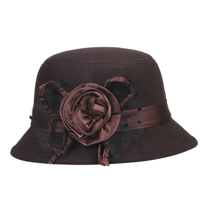 LNPBD – chapeau en feutre de laine pour femmes, couleur unie, rétro, Vintage, seau, automne, hiver