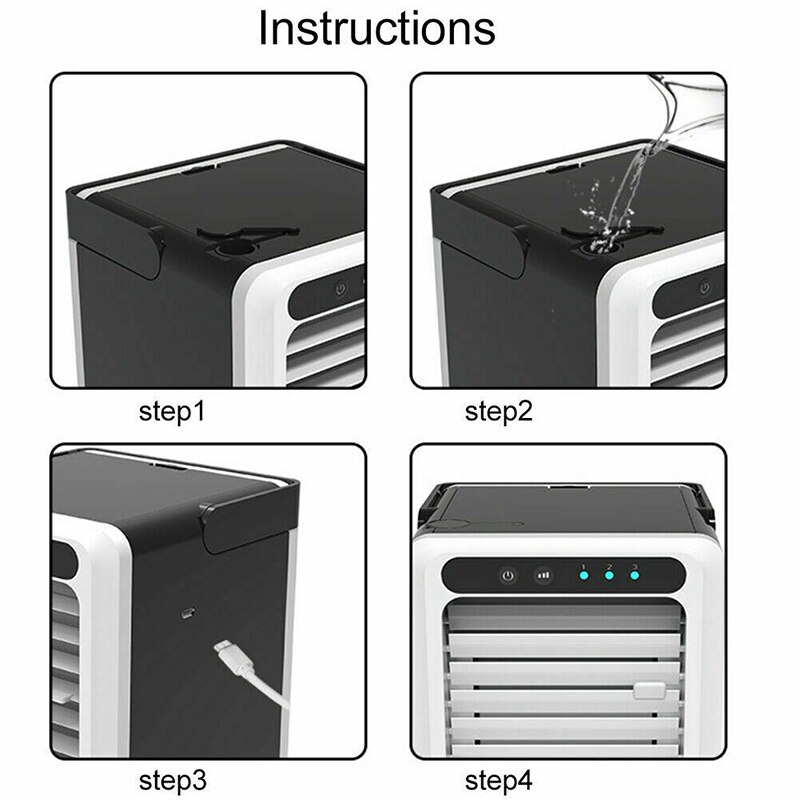 Mini Home Portable Air Conditioner Personal Unit Cooling Fan Humidifier Purifier Rechargeable Office Desk Fan Household Tool 5V