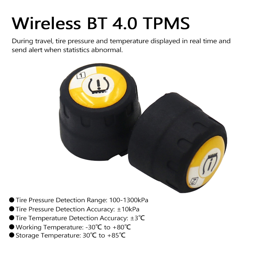 Tpms bluetooth 4.0 universal ekstern dæktryksmonitor sensor understøtter mobiltelefon app detektion nem installation
