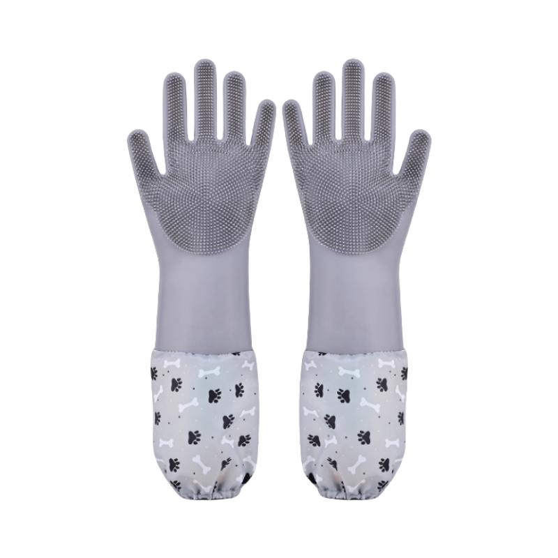 Guantes de limpieza para el cuidado de mascotas, guante de baño para perros y gatos, champú indirecto, depurador de Gel, guante de silicona suave y limpio, protección de la piel de las manos: Azul marino
