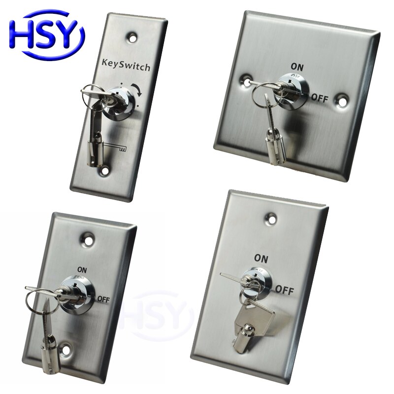 HSY Stainless Steel Key Switch Emergency Push Exit Button Door Release Access Controller Gate Open Lock
