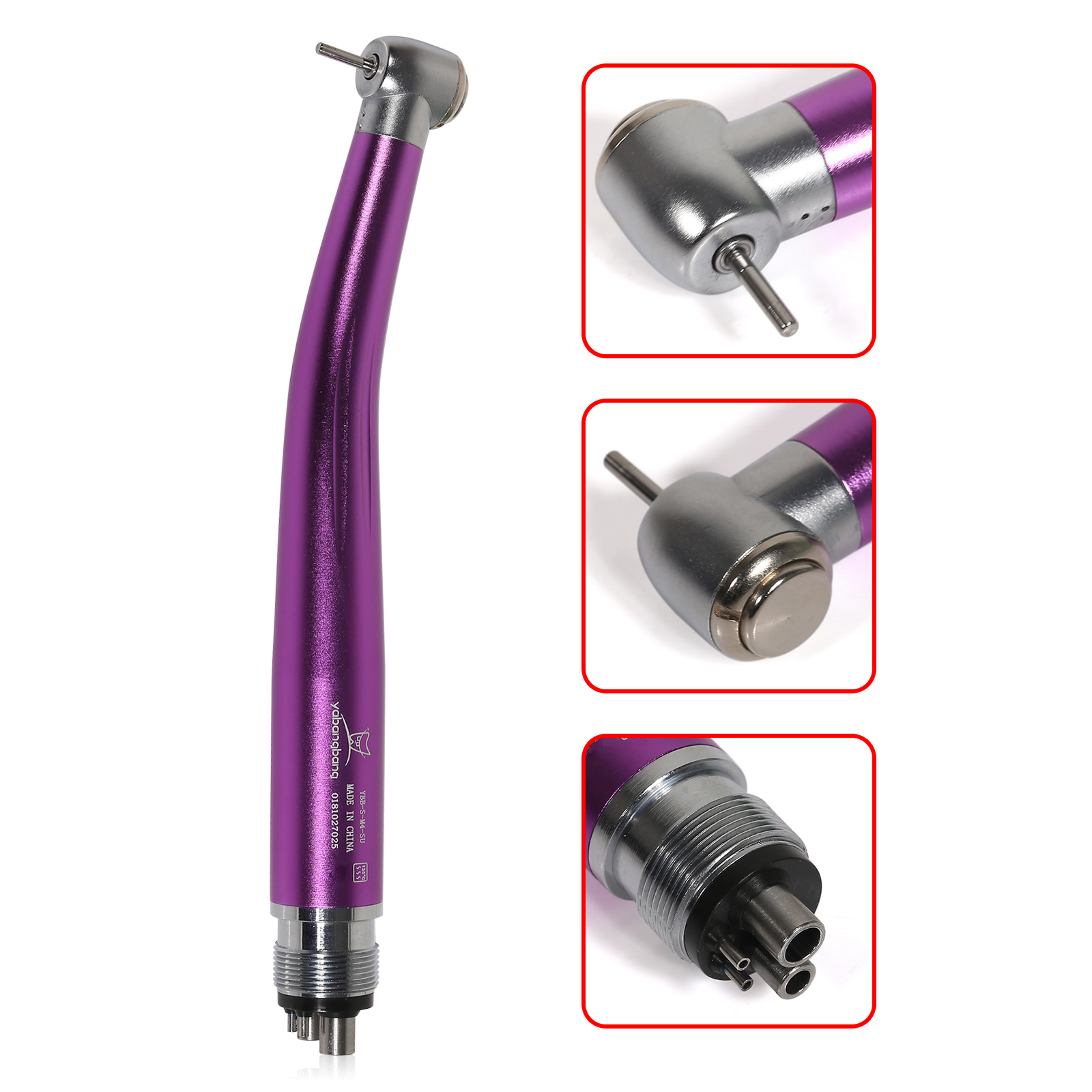 2/4Holes Dental High Speed Handpiece Push Button Standard Head Air Turbine Single Water Spring Rotor/Cartridge: green