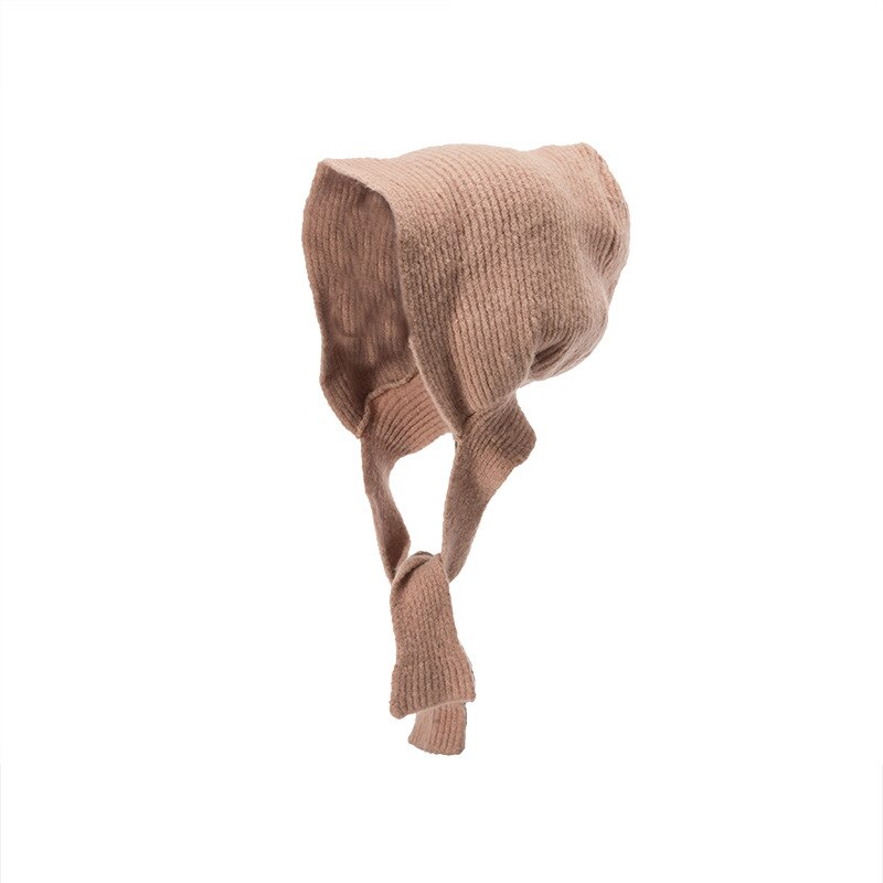 Herfst en winter dames gebreide wolf oma wol wol zacht warm casual kleine rode muts oorbescherming muts: Roze