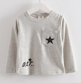 Autuma Infant Kids Baby Boys Clothes T Shirts Long Sleeve Pullover Grey Solid Causal Tops: 6T