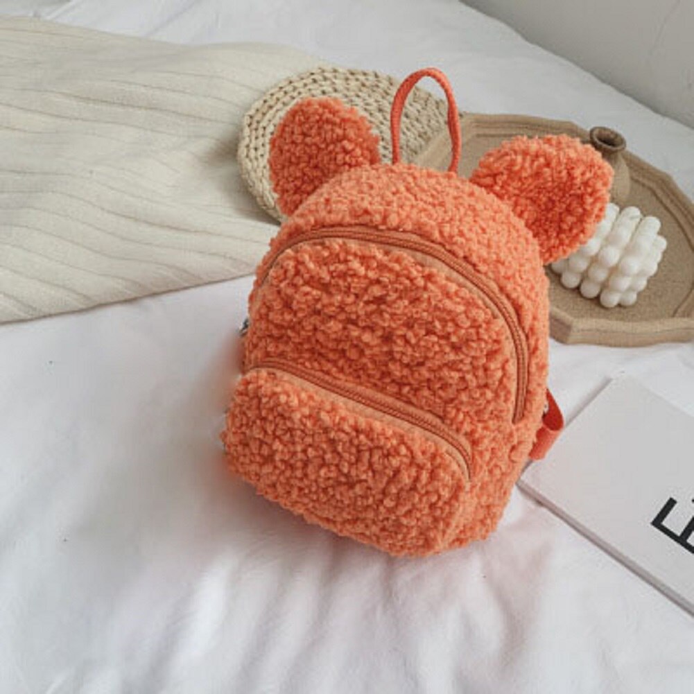 Kinderen meisjes kinderen fleece cartoon schattig rugzak baby peuter pluche klein mini schooltas schoudertas rugzak: B