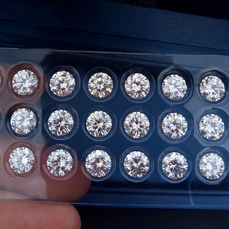 5Pcs 6.5Mm Gh Kleur Moissanite 1ct Losse Stenen Ronde Briljant Geslepen VVS1 Uitstekende Cut Test Positieve totaal