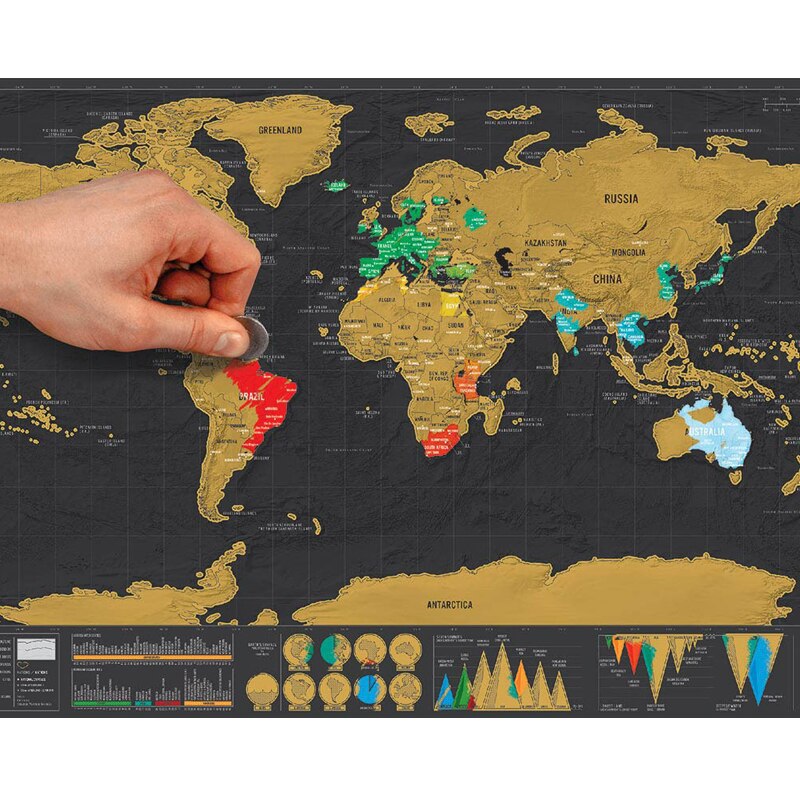 Mapamundi para Rascar para Decoración de Pared, Mapa del Mundo de Viaje Borrable, Artículo de Lujo, Pegatinas para Habitación y Oficina, 1 Unidad