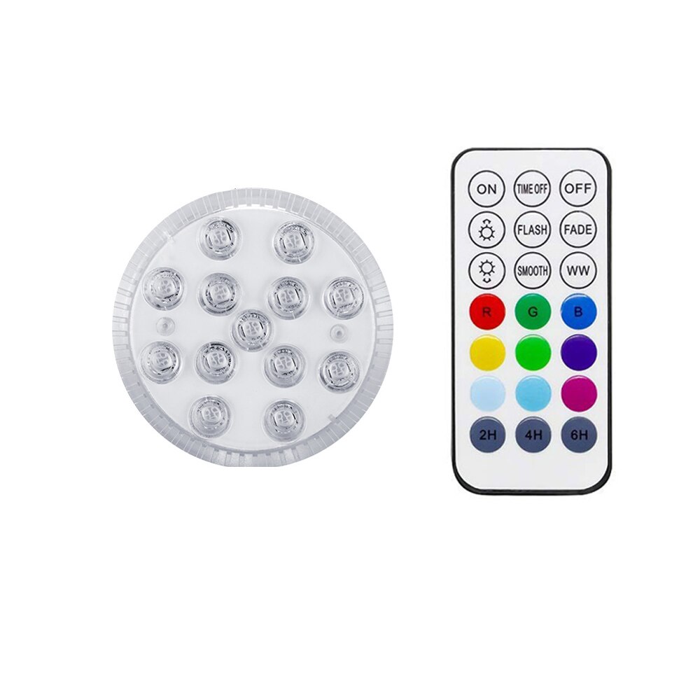13 LED RVB Lumière Submersible Magnétique Ventouses RF Télécommande Sous-Marine Lampe De Nuit En Plein Air Piscine Vase Garden Party: 1 lamp 1 remote