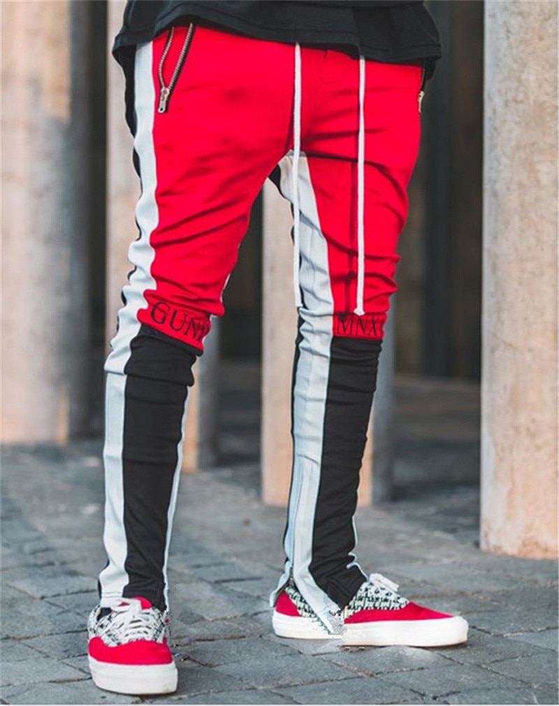Efterårsmærke gym sportsbukser mænd jogger patchwork slim fit bodybuilding herre løbebukser løbere mænd jogger joggingbukser