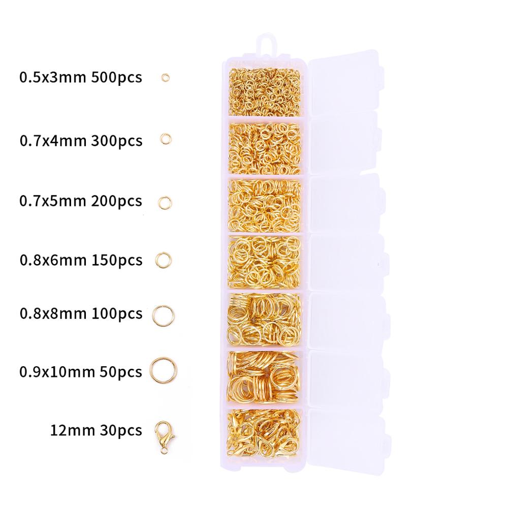 Mix Box Kits Alloy Chain Earring Hooks Head Pins Jump Rings Lobster Clasp For DIY Jewelry Findings Set Making Earrings Supplies: BDH153-01GD