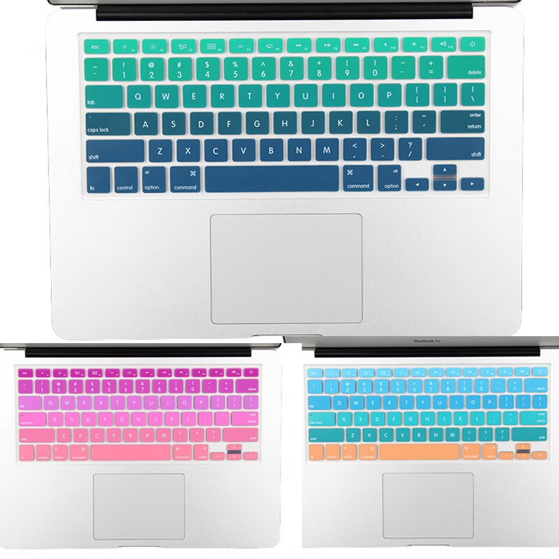 US Version Gradient Colors keyboard cover for macbook pro 13'' 15'' retina air 13 English rainbow cover keyboard Skin protector