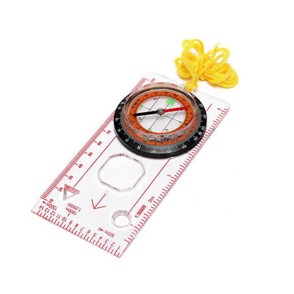 1pc Mini Compass Map Scale Ruler Magnifying Navigation Map Multifunctional Equipment For Outdoor Hiking Camping