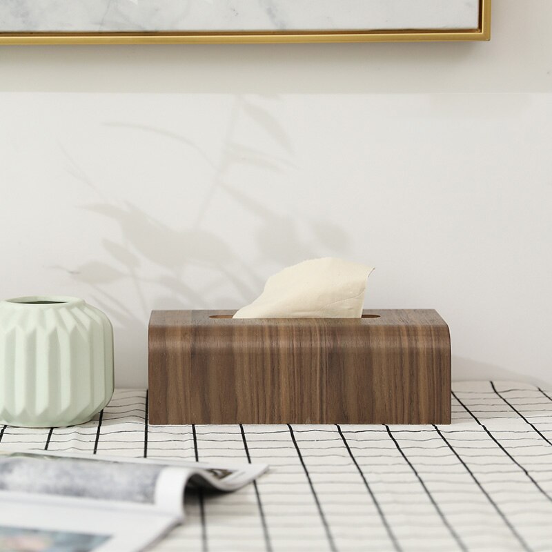 Walnut wood tissue box home paper table desktop storage box simple living room tissue box