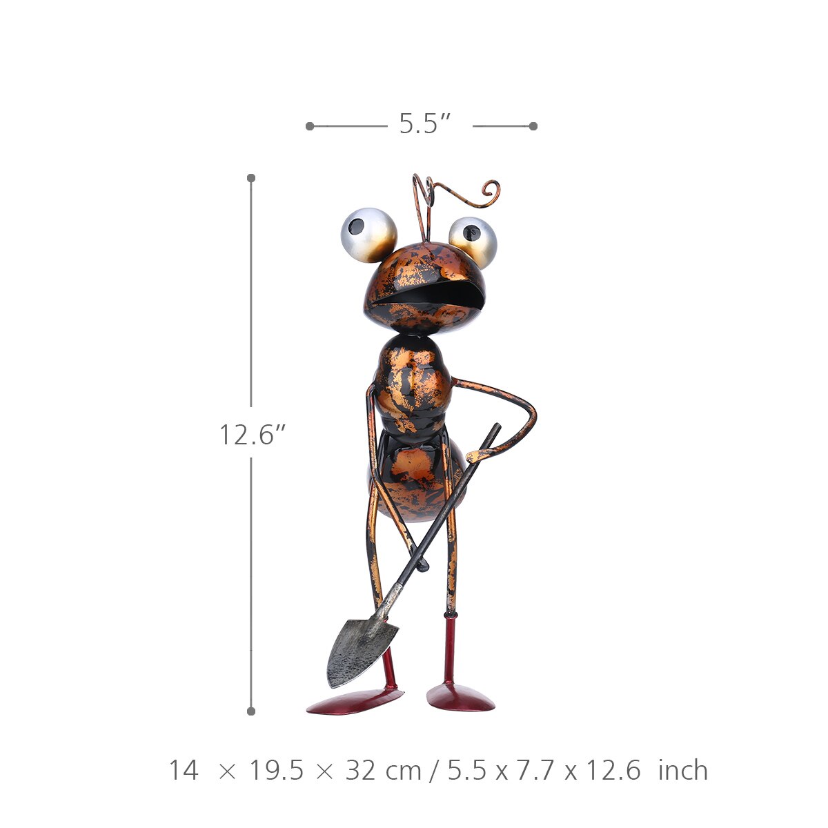 13inch Ant Sculpture Iron Cartoon Ant With Removable Bucket Garden or Desk Decor Succulent Flower Pot Trinket Storage: Light Yellow