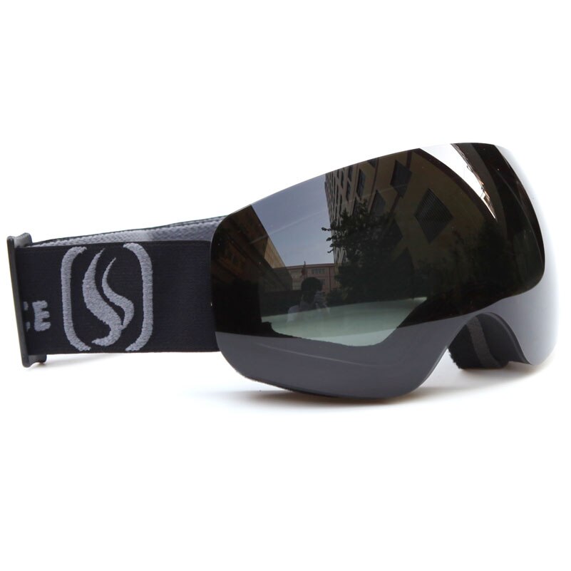 Gafas de esquí profesionales para niños y niñas, lentes de esquí para niños, doble UV400, antiniebla, máscara de Snowboard, 4-15 años: all black